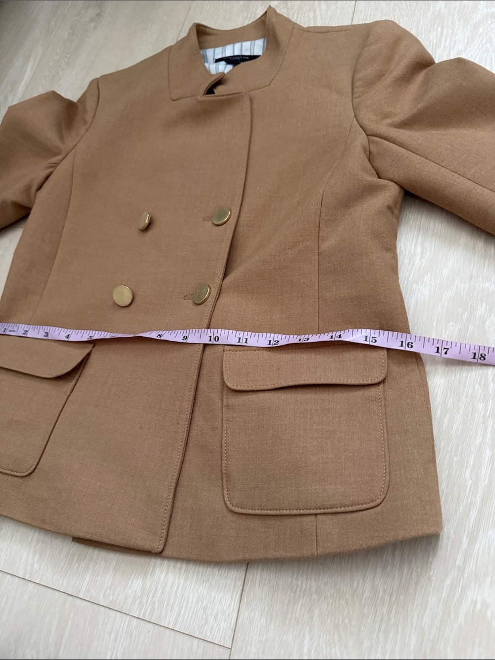 Ann Taylor Tan Double-Breasted Blazer with Gold Buttons - Picture 7 of 10